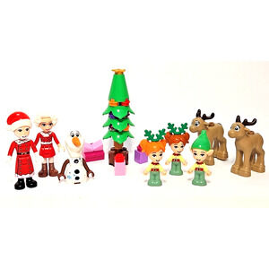 Lego FRIENDS Christmas Minifigure Lot w/ Accessories - Santa Elves Reindeer